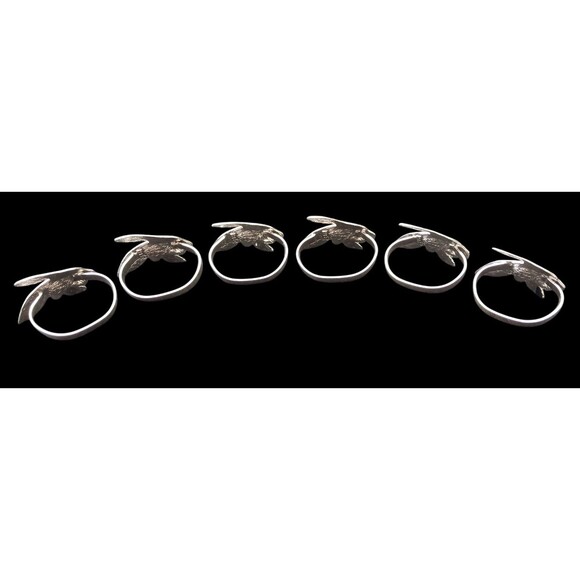 VTG Set of 6 Olive Branch Napkin Rings Holders Stainless Steel Sud Etoffe France - Picture 3 of 3